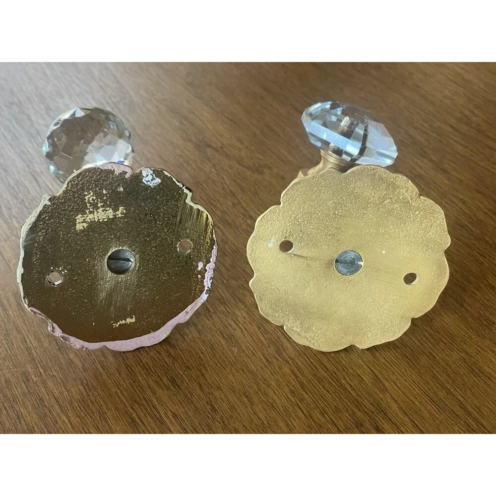 2 Vintage Glass/Crystal Prismatic Wallk Hooks